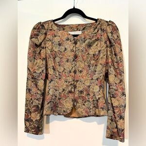 VTG Scott McClintock Floral Tapestry Blazer Puff Sleeve Jacket 4